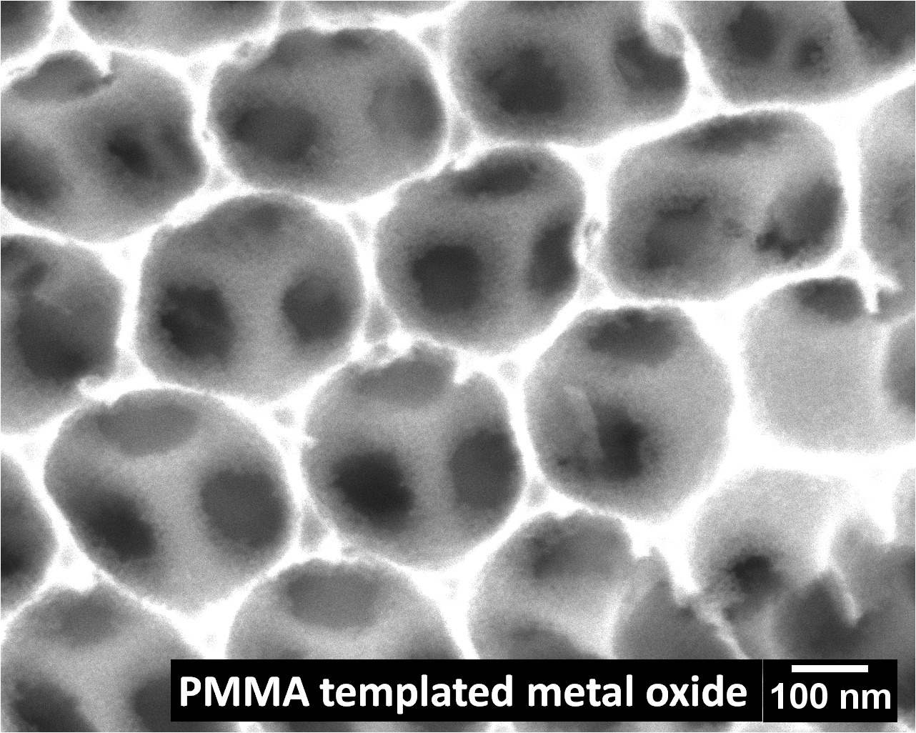 PMMA-spheres used as a template for a metal oxide layer